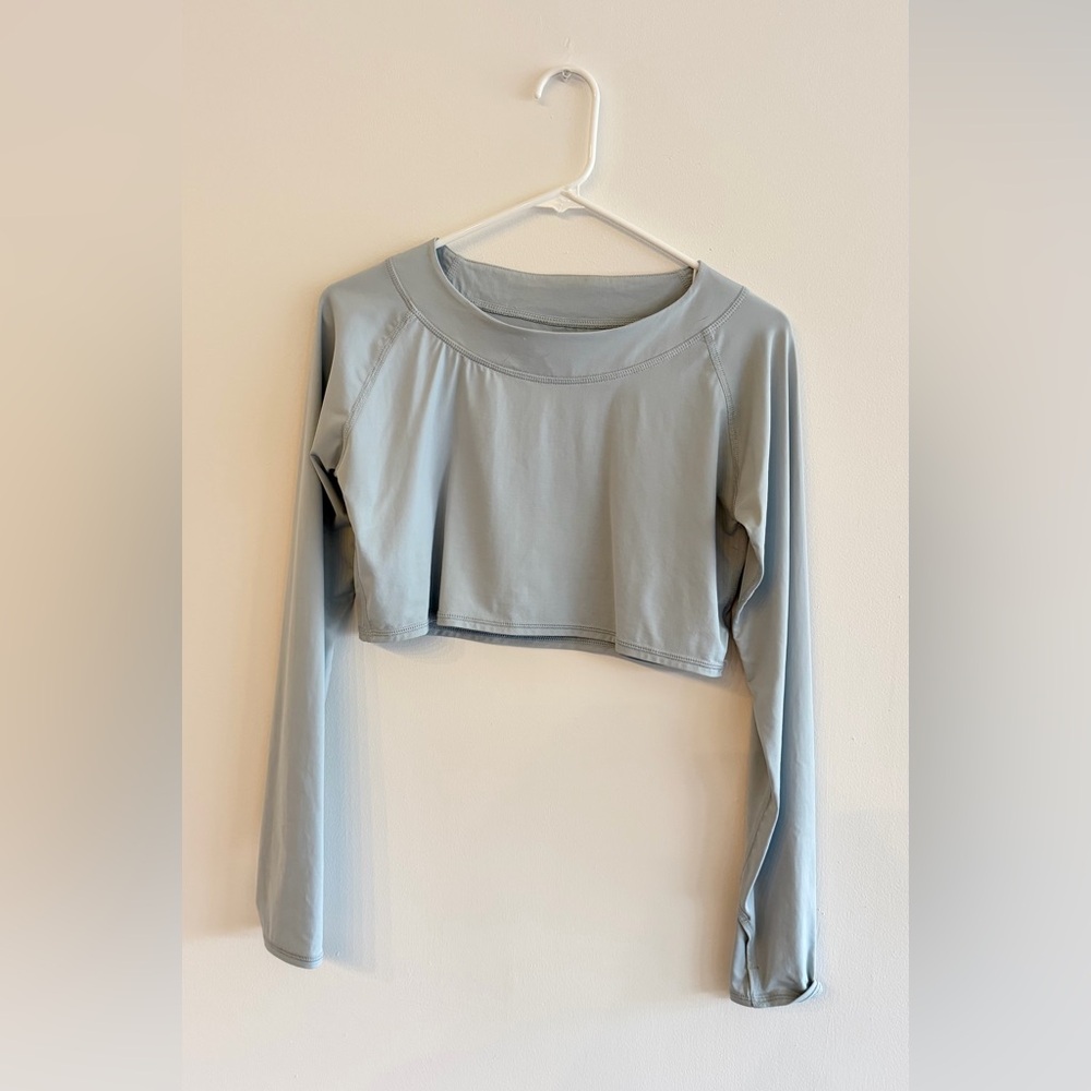 Women's Light Blue UV  Long Sleeve Crop Top